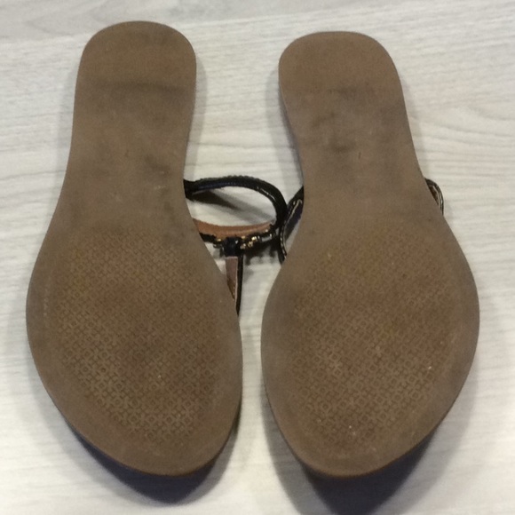 Tory Burch “T” logo Flat Thong Black Sandal - 7 - Picture 13 of 16